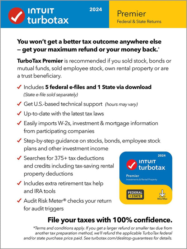 TurboTax 2024 Premier Download Tax Software