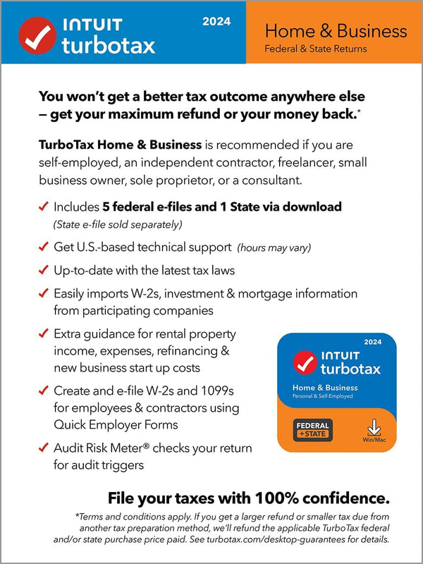 TurboTax Home and Business 2024 Download Tax Software