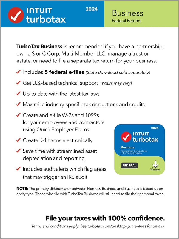 TurboTax Business 2024 Software, Federal Tax Return [PC Download]