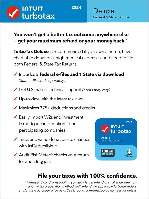 TurboTax 2024 Deluxe Download Tax Software