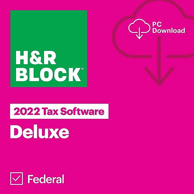 HRB Tax Software Deluxe 2022 for 1 User, Windows, Download